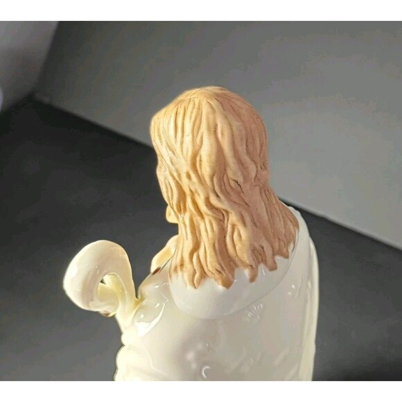 Baby Jesus Mary Joseph Porcelain Nativity 3 Piece Scene White Gold Holiday Decor - Picture 6 of 16